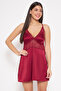 Chic Basic Padded Babydoll in Maroon - Satin - 2