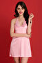 Chic Basic Halter Neck Babydoll in Pink - Satin - 2