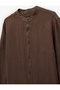 Men'S Caramel Mandarin Neck Linen Shirt - 3