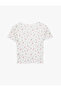 Women'S White Design Floral Lace T-Shirt - 2