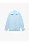 Women'S Blue Oversize Muslin Shirt - 3