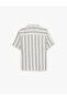Men'S Khaki Stripe Viscose Linen Blend Shirt - 2