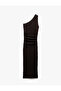 Women'S Brown Midi One-Shoulder Dress - 4