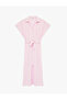Women'S Pink Midi Shirt Dress