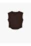 Women'S Brown Sleeveless T-Shirt - 2
