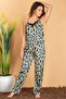 Animal Print Cami Top & Pyjama Set in Light Green - Satin - 3