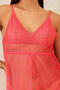 Chic Basic Self-Patterned Sheer Babydoll in Orange with G-string - Lace - 7