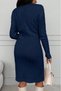 Women's Burgundy Knitwear Knee-Length Dress – Crew Neck, Long Sleeve, Slim Fit - 3