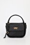 Women's Black Gold Lock and Charm Detailed Adjustable Strap Shoulder and Crossbody Bag Mina