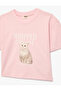 Girl'S Pink Cat Printed T-Shirt - 3