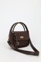 Women's Brown Gold Lock and Charm Detailed Adjustable Strap Burgundy Hand Shoulder and Crossbody Bag Mina - 4
