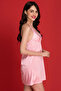 Chic Basic Halter Neck Babydoll in Pink - Satin - 3