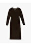 Women'S Brown Design Midi Tulle Dress - 4