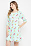 Dinosaur Print Short Nighty in Baby Blue - 100% Cotton - 3