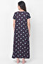 Leaf Print Long Nighty in Navy - Rayon - 4