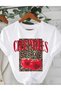 Cherry Printed Short Sleeve Crew Neck Women's Tshirt