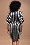 Sassy Stripes Short Night Dress in Black & White- Satin - 4