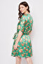 2 Pc Set in Green - Floral Print Short Night Dress & Robe - Satin - 5