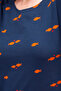 Fish Print Short Nighty in Navy - 100% Cotton - 4