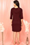 Christmas Print Short Night Dress in Maroon - 100% Cotton - 4
