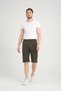 Khaki Men's Shorts with Minimal Print Detail, Hidden Zipper Pocket, Regular Fit - 2
