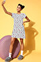 Graphic Print Short Nighty in White - 100% Cotton - 2