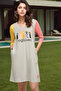 Graphic Print Colourblocked Long Sleep Tee in Grey - 100% Cotton