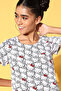 Graphic Print Short Nighty in White - 100% Cotton - 5