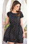 Polka Print Short Nightdress With Lace Hems