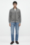 Men's Stand Collar Zippered Knitwear Cardigan - Gray - Black