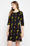 Dinosaur Print Short Night Dress in Black - 100% Cotton - 2