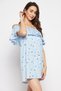 Pretty Florals Resortwear Bardot Dress in Baby Blue - Crepe - 4
