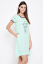 Text Print Short Nightdress in Mint Green - 100% Cotton - 4