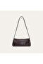 Women's Black Leather Look Baguette Shoulder Bag