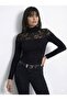 Women's Turtleneck Long Sleeve Lace Blouse - 3