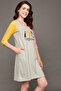 Graphic Print Colourblocked Long Sleep Tee in Grey - 100% Cotton - 2