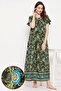 Pretty Florals Long Nighty in Dark Green - Rayon