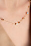 Stone Ball Chain Necklace / Gold Plated - 3