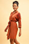Pretty Florals Robe in Rust Brown - Satin - 2