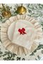 2 Pieces Raw Cream Linen Ribbon Embroidered Napkin - 3