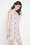 Owl Print Short Nightdress in White- Cotton Rich - 4