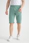 Moss Green Side Stripe Embroidery Detailed Men's Shorts with Hidden Zipper - 3