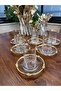 Zoe Real Gold Golded Rose Framed Tea Set 12 Pieces - 6 Plates 6 Cups - Tea Set - 5