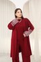 Round Neck Sleeveless Badi U Long Sleeve Midi Length Cardigan Elastic Waist Piped Leg Pants Knitwear Three-Piece Set - 6