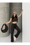 Women's Palazzo High Waist Straight Fit Dark Brown Jean Trousers - 8