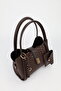 Women's Coffee Charm and Wallet Detailed Three-Compartment Detachable Makeup Bag Hand and Shoulder Bag Lux - 5