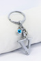 Silver Colored Star Evil Eye Beaded Metal Letter V Keychain / Letter Bag Ornament