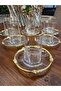 Zoe Real Gold Golded Rose Framed Tea Set 12 Pieces - 6 Plates 6 Cups - Tea Set - 3