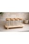 12-Piece 200ml Borosilicate Glass Bamboo Vacuum Lid Spice Jar Set with Stands, 12 Wooden Spoons and 12 Labels - 5