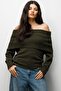 Mixray Loose Cut Ribbed Madonna Collar Sweater